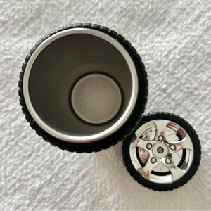 Source Unknown Black and Silver Tire Wheel Snack Bowl with Removable Lid